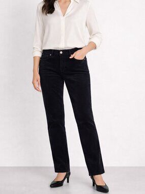 Eileen Fisher Black Corduroy Pants Size 6 Petite, Organic Cotton Tencel Stretch